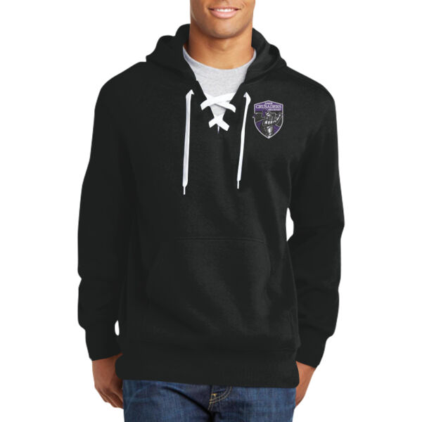 GIRLS LOGO - Jr Crusaders Lace Up Pullover Hoodie with Purple Laces Thumbnail